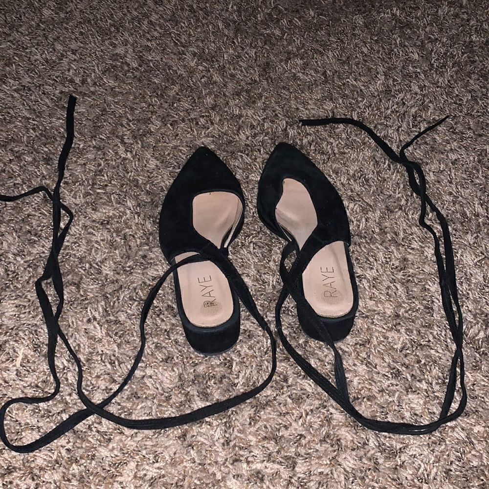 RAYE black lace-up mules w/ 1” heel, size 5.5